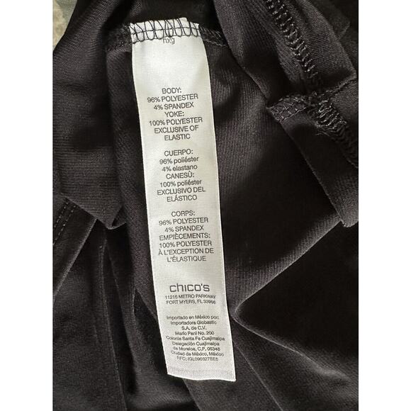 Chico's Long Sleeve Slinky Lattice Back Black Blouse Shirt Top Size 0 Small - Picture 5 of 7